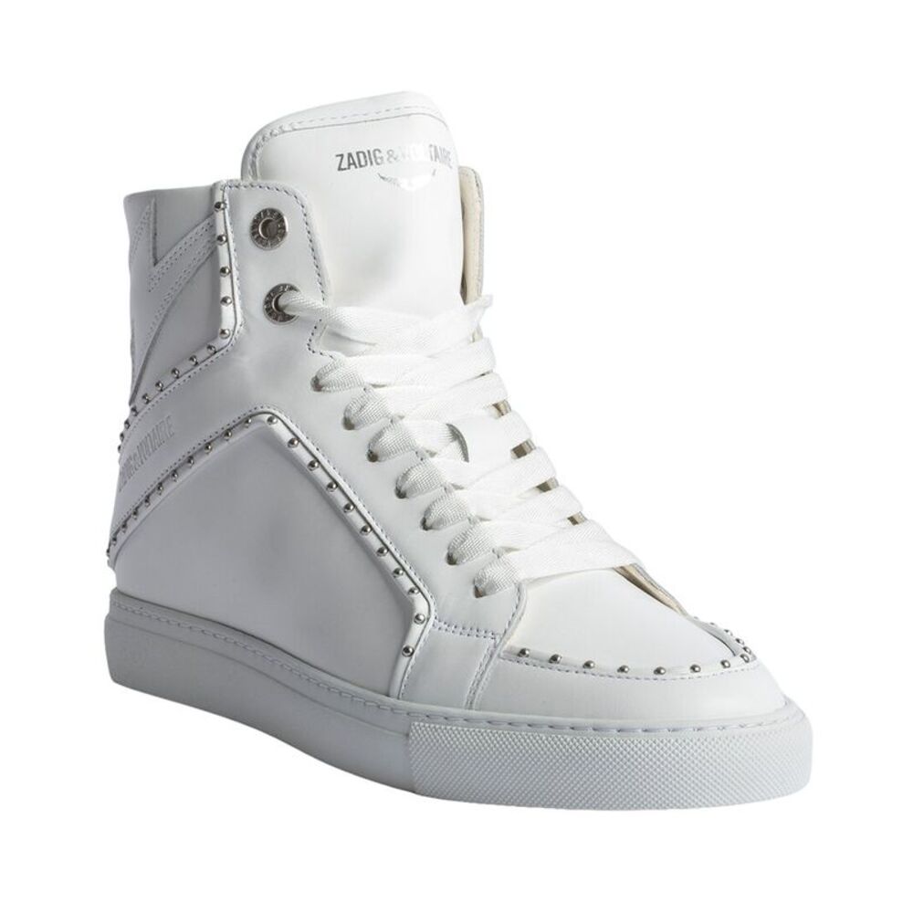 Zadig & Voltaire High Flash Smooth Leather Sneaker, White